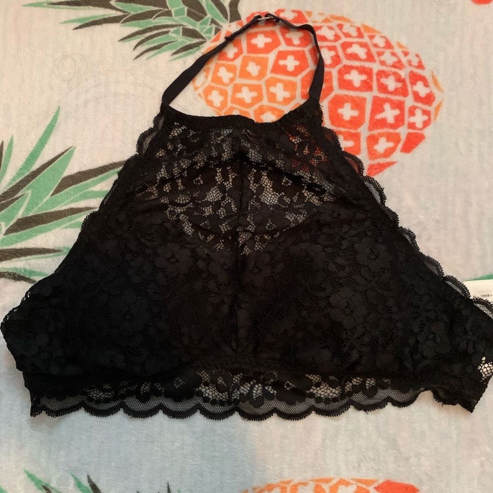 High-neck lace bralette
